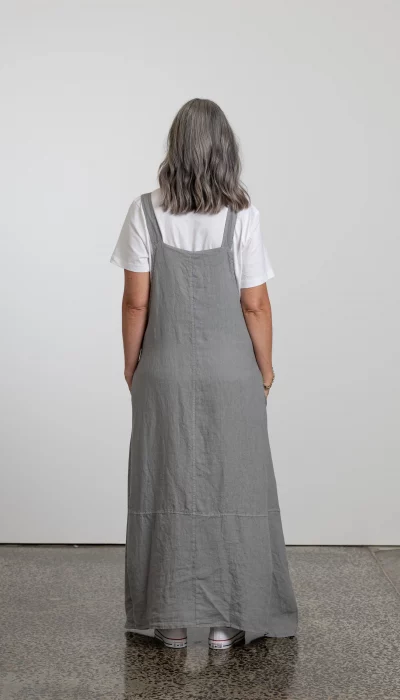 Women's Natural Linen Overall Maxi Dress