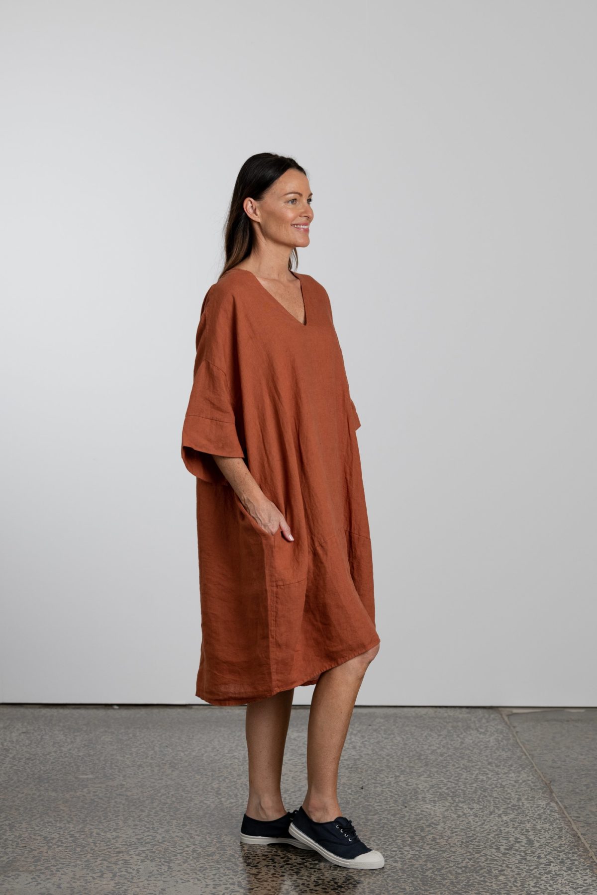 Natural Linen Oversized Tunic Dress Side