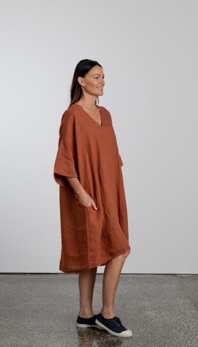 Natural Linen Oversized Tunic Dress Side
