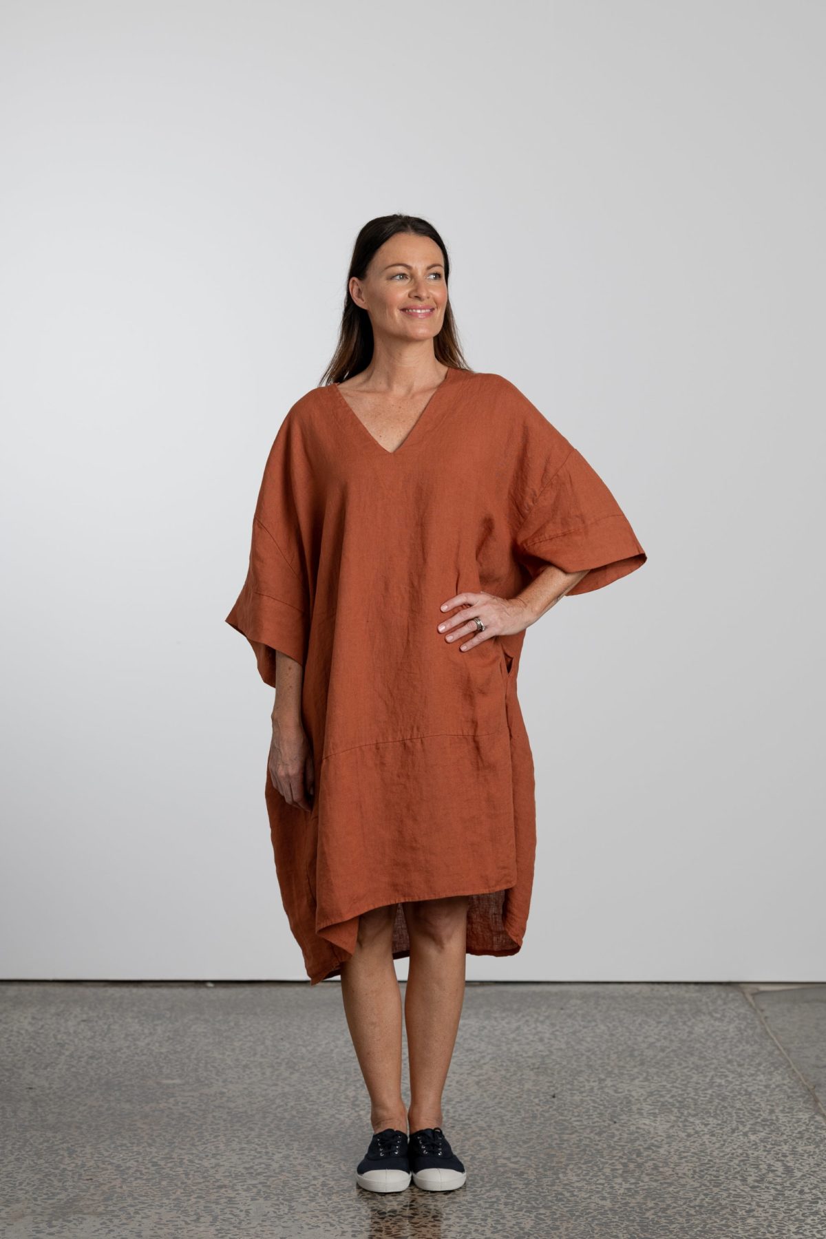 Natural Linen Oversized Tunic Dress Front