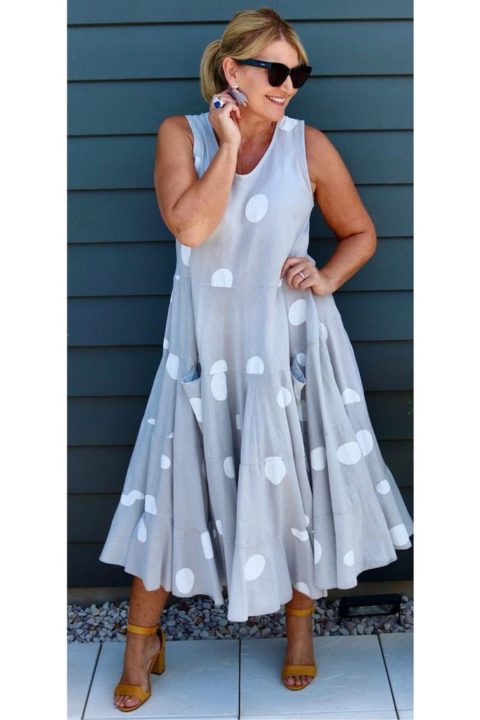 Women's Natural Cotton Full Skirt Spot Dress