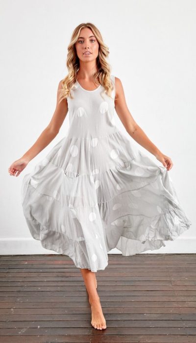 Women's Natural Cotton Full Skirt Spot Dress 2