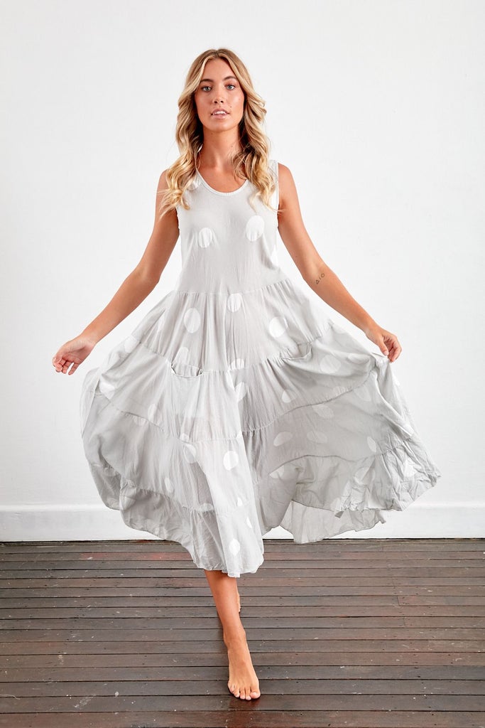 Women's Natural Cotton Full Skirt Spot Dress 2