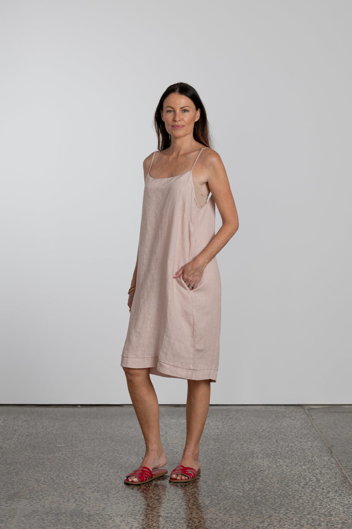 Women's Natural Linen Slip Dress Short