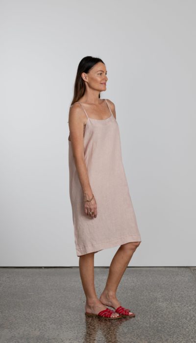 Women's Natural Linen Slip Dress Short