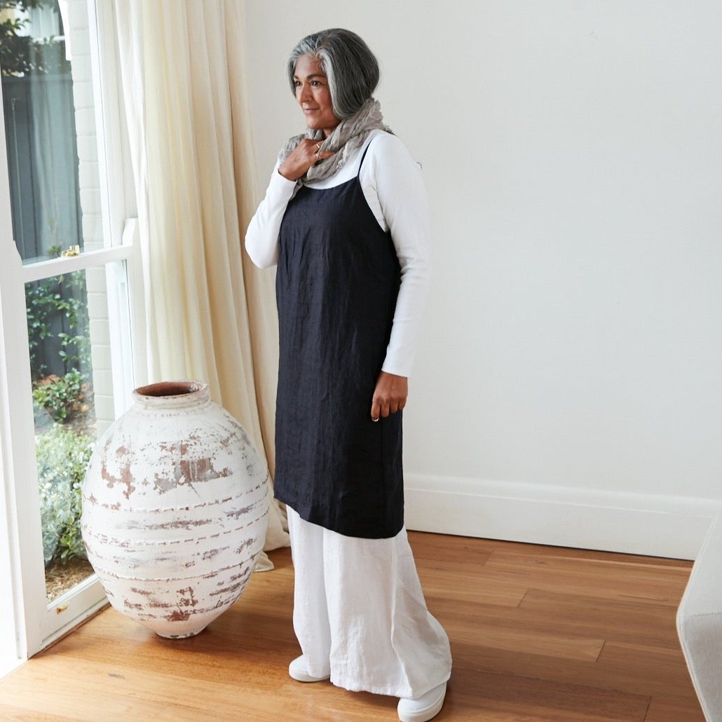 Women's Natural Linen Slip Dress Short Outfit