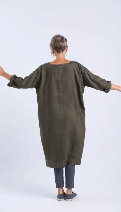 Women's Natural Linen Oversized Patchwork Dress 4