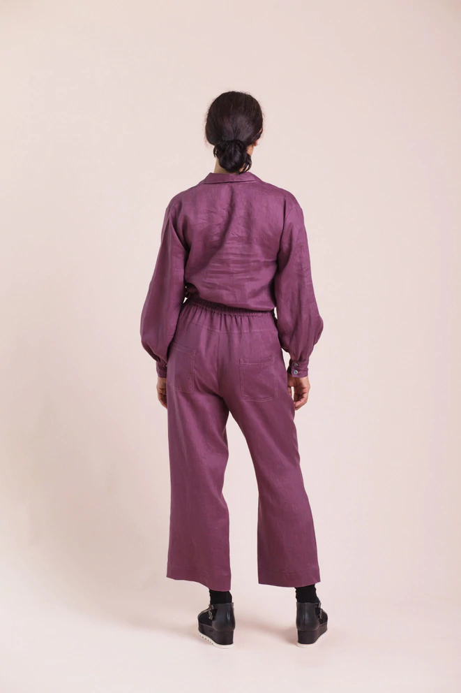 Women's Natural Linen 7/8 Pants in Fig