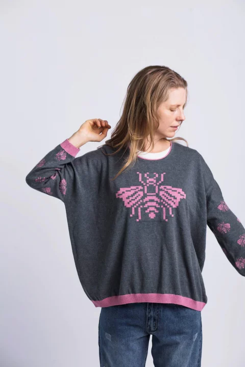 Women's Organic Cotton Jumper with Bee Print