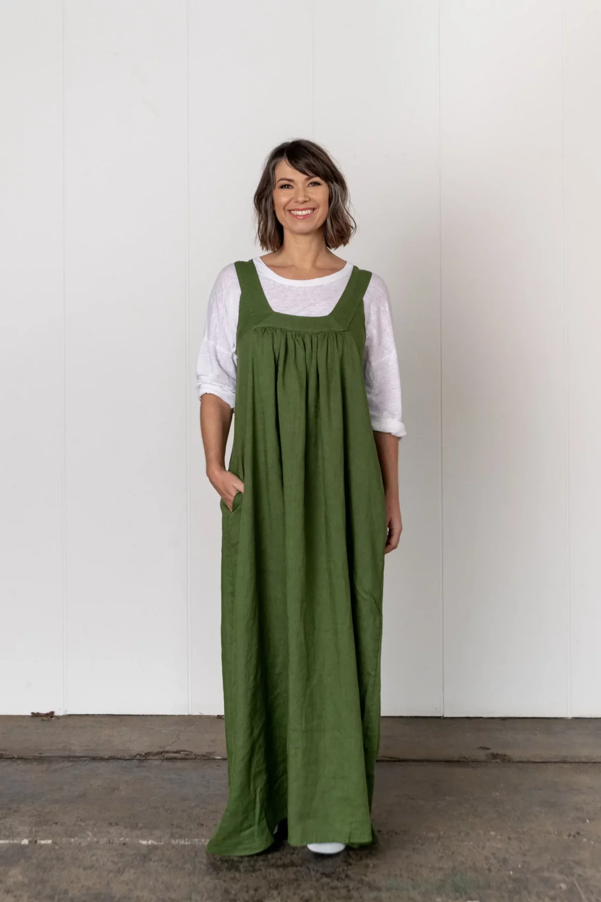 Women's Natural Linen Maxi Dress - The Dressing Room NZ