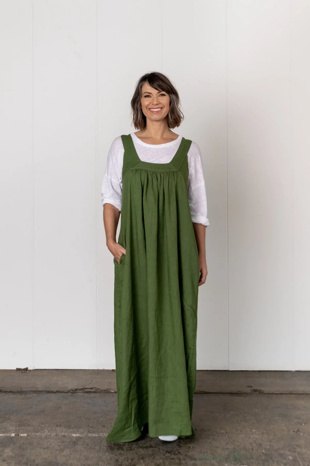 The Gertrude Linen Maxi Dress in terracotta
